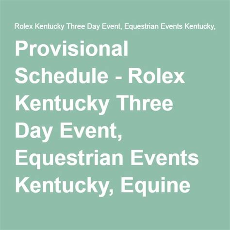 Rolex kentucky schedule